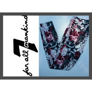 7 For All Mankind Black Floral Skinny Pants Jeans